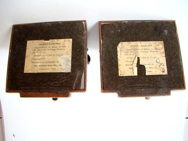 A fine pair of "Lincoln in the chair" bookends by Jennings Brothers circa 1925 — image 2